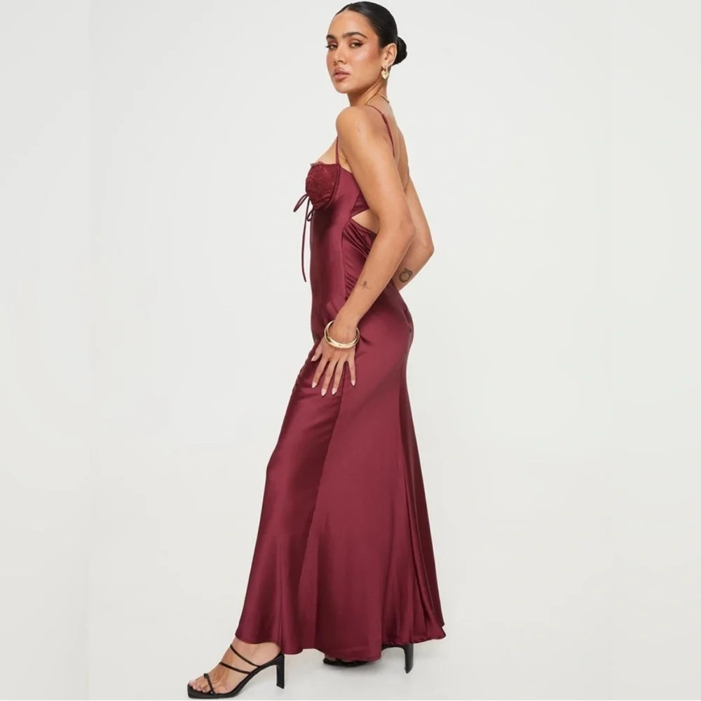 Princess Polly Burgundy Maxi Dress size 4 - Picture 3 of 9